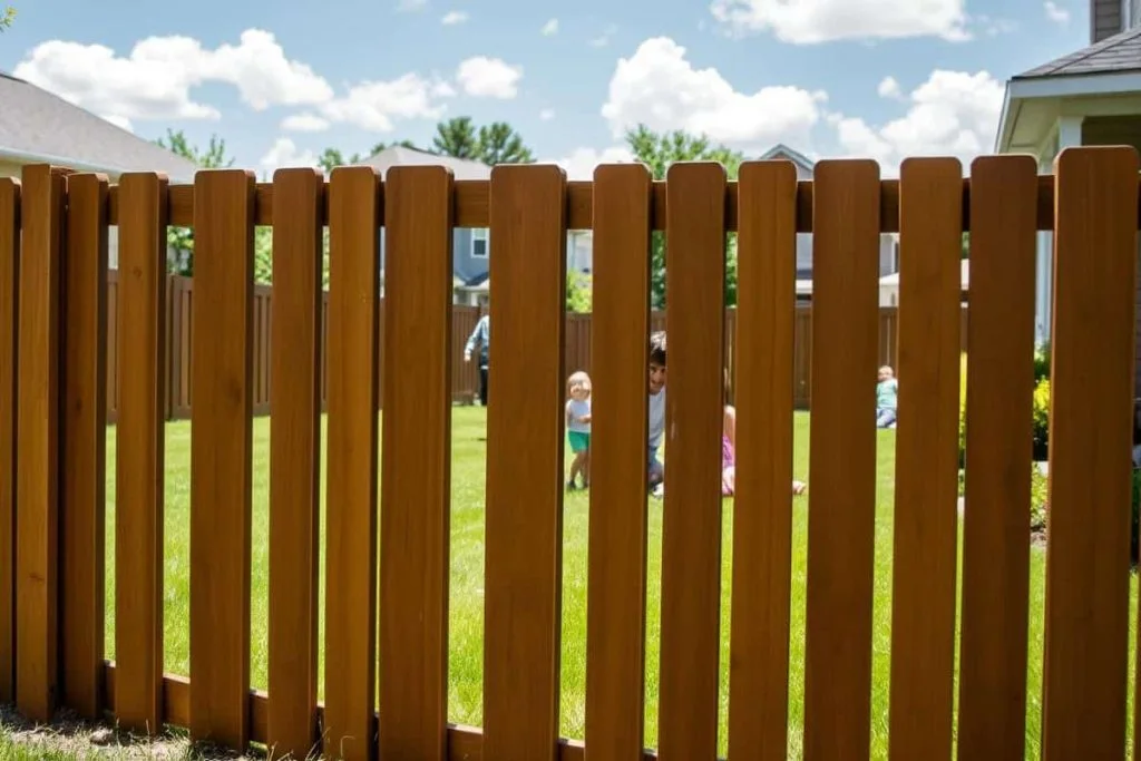 Wood fence surrounding a residential yard