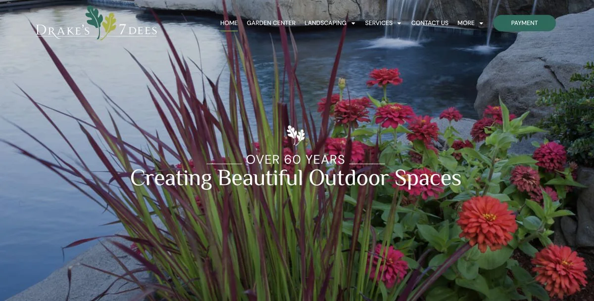 Drake’s 7 Dees garden center and landscaping website homepage