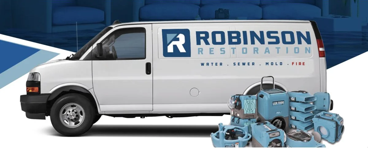 Robinson Restoration branded van with drying equipment, from the Robinson website