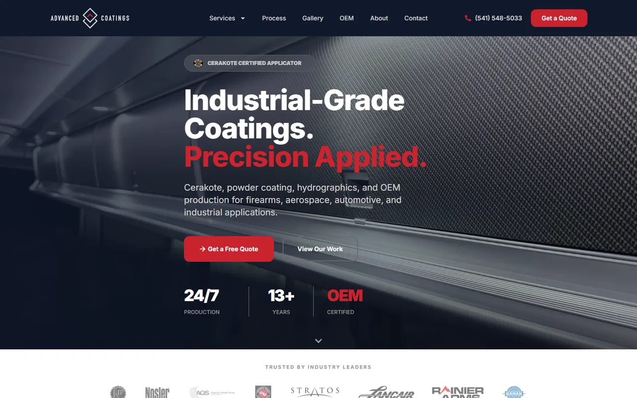 Advanced Coatings website built by Lithium Marketing
