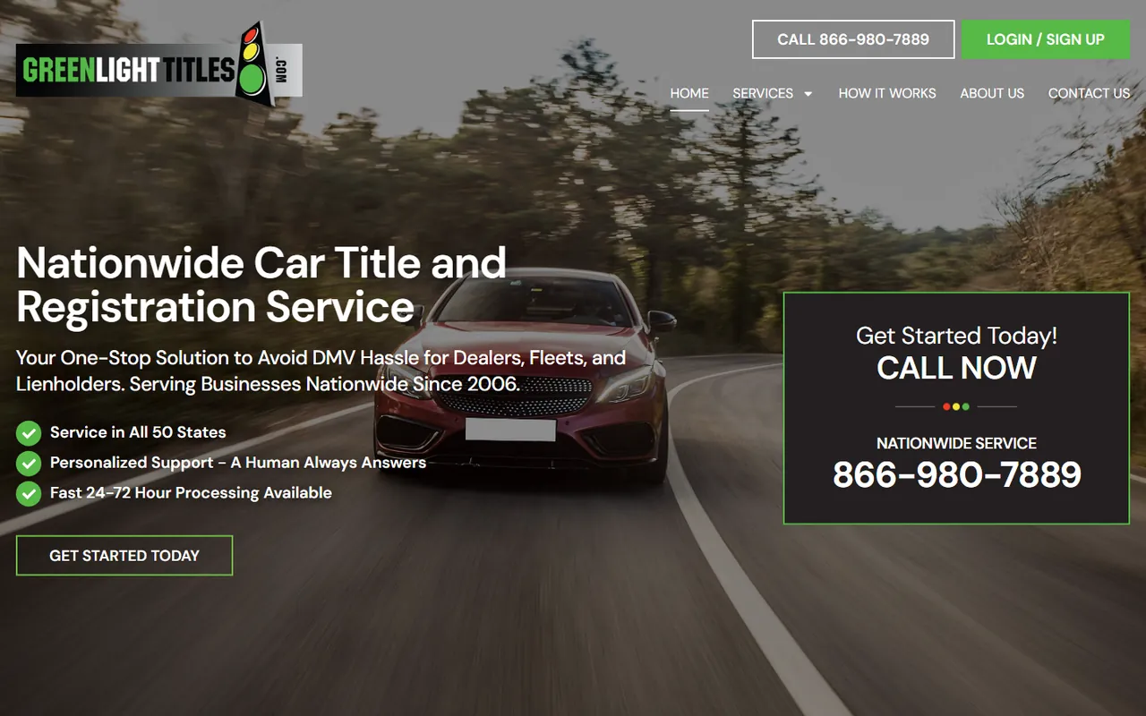 Greenlight Titles homepage designed and built by Lithium Marketing
