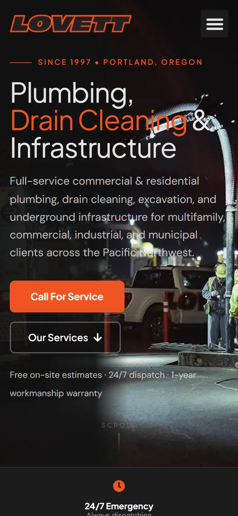 Lovett Services homepage on a phone