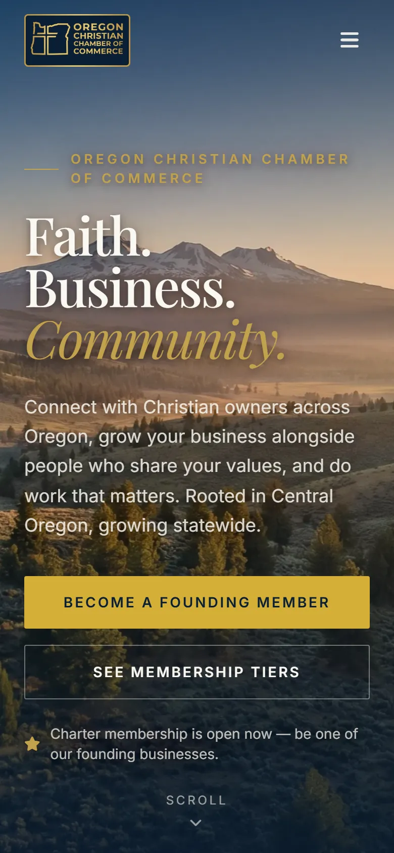 Oregon Christian Chamber homepage on a phone
